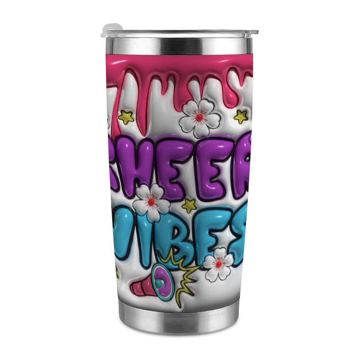 20oz Tumbler with Lid and Straw (Made in USA) Cheer Vibes