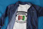 White t-shirt with 'Hungarian Grandpa' design on a blue background