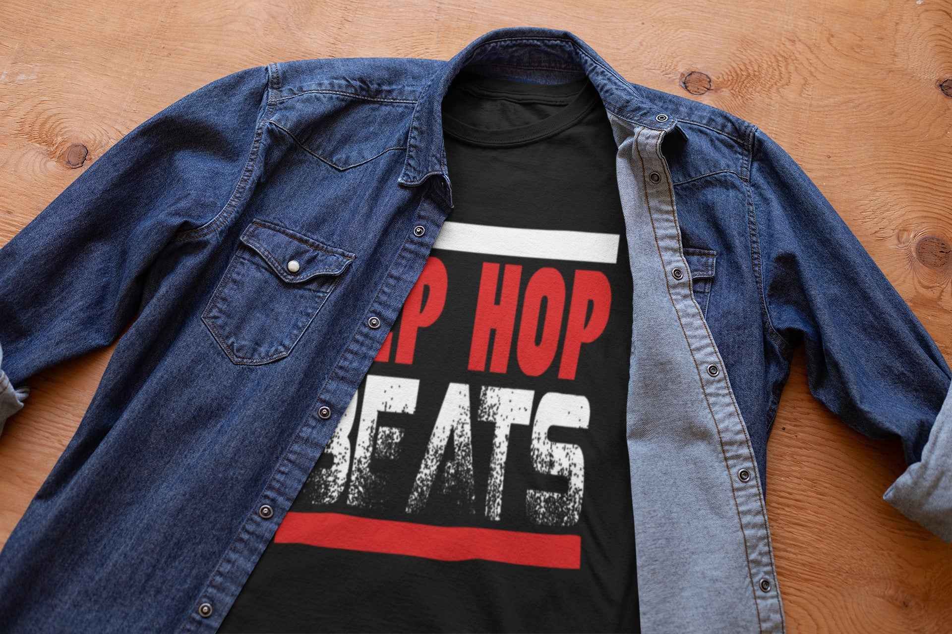 Hip Hop Beats Graphic T-Shirt, Black, Music Theme, Short Sleeve