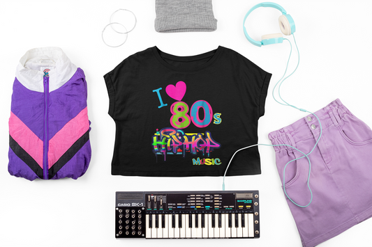 I Love 80s Music Colorful Retro Design DTF Transfer