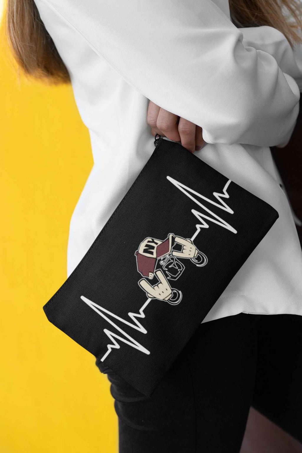 Urban Heartbeat Moneybag, Black, Graphic Print, Custom Design