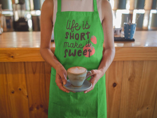 LIFE IS SHORT Apron - Holiday Apron with Humorous Quotes
