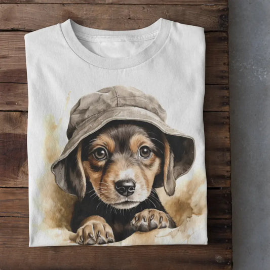 Beagle in Hat Stylish DTF Transfer - 12"x12" Decal for T-Shirts, Canvas Bags & More, Perfect for Dog Lovers