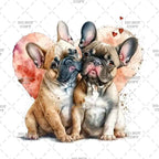 French Bulldog Love DTF Transfer Design, Watercolor Puppy Print for T-Shirts, DIY Crafting