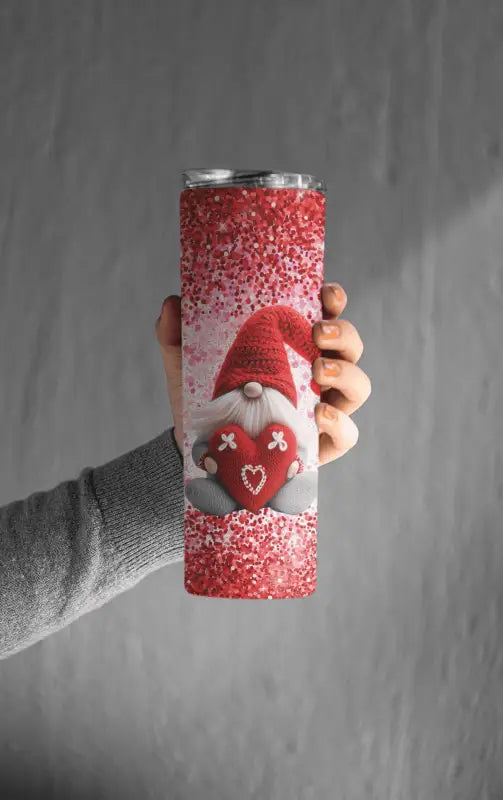 Cute Red Valentine Gnome 20 oz Stainless-Steel Tumbler