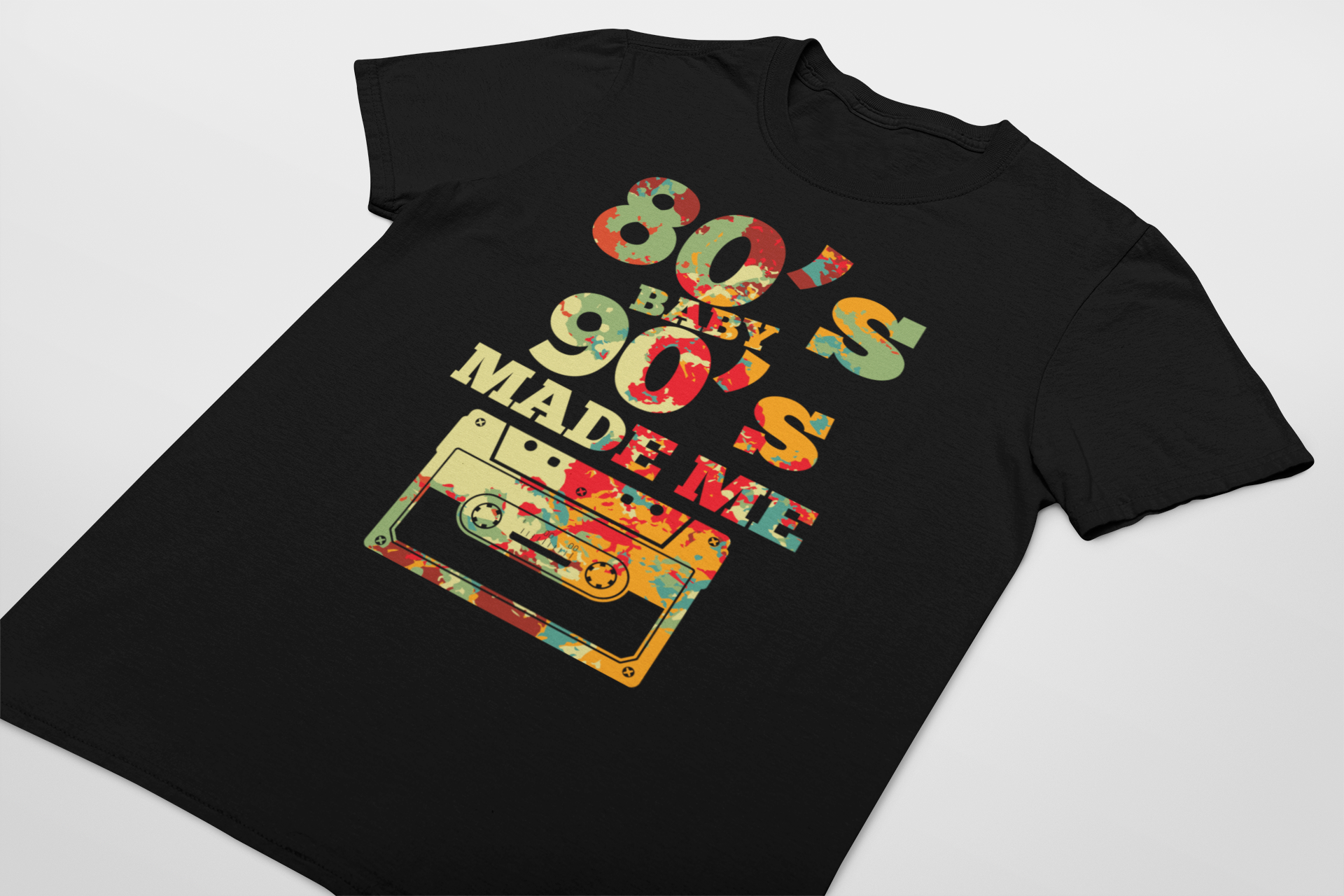 80s Baby 90s Made Me Retro Graphic T-Shirt, Black