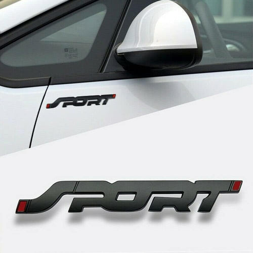 Car with 'SPORT' badge on a white background