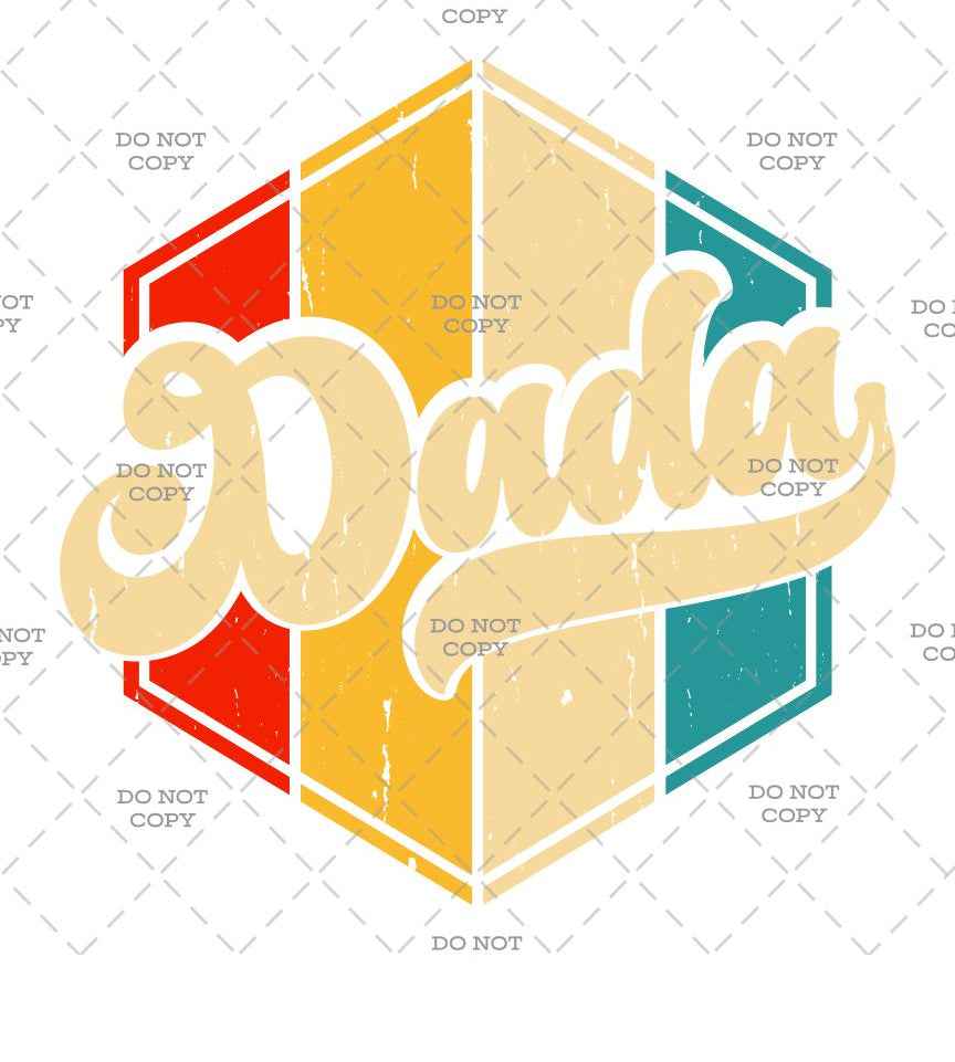 DADA Retro Style T-Shirt Transfer, Vintage Geometric Design, DTF Iron-On Vinyl