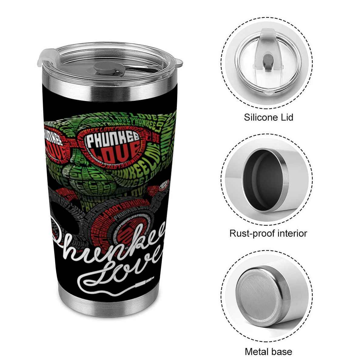 20oz Tumbler with Lid and Straw (Made in USA) PHUNKEE LOVE