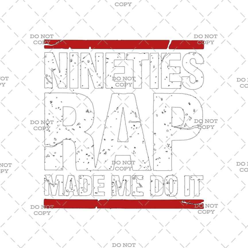 Nineties Rap DTF Transfer, 90's Retro Style Iron-On Vinyl Design