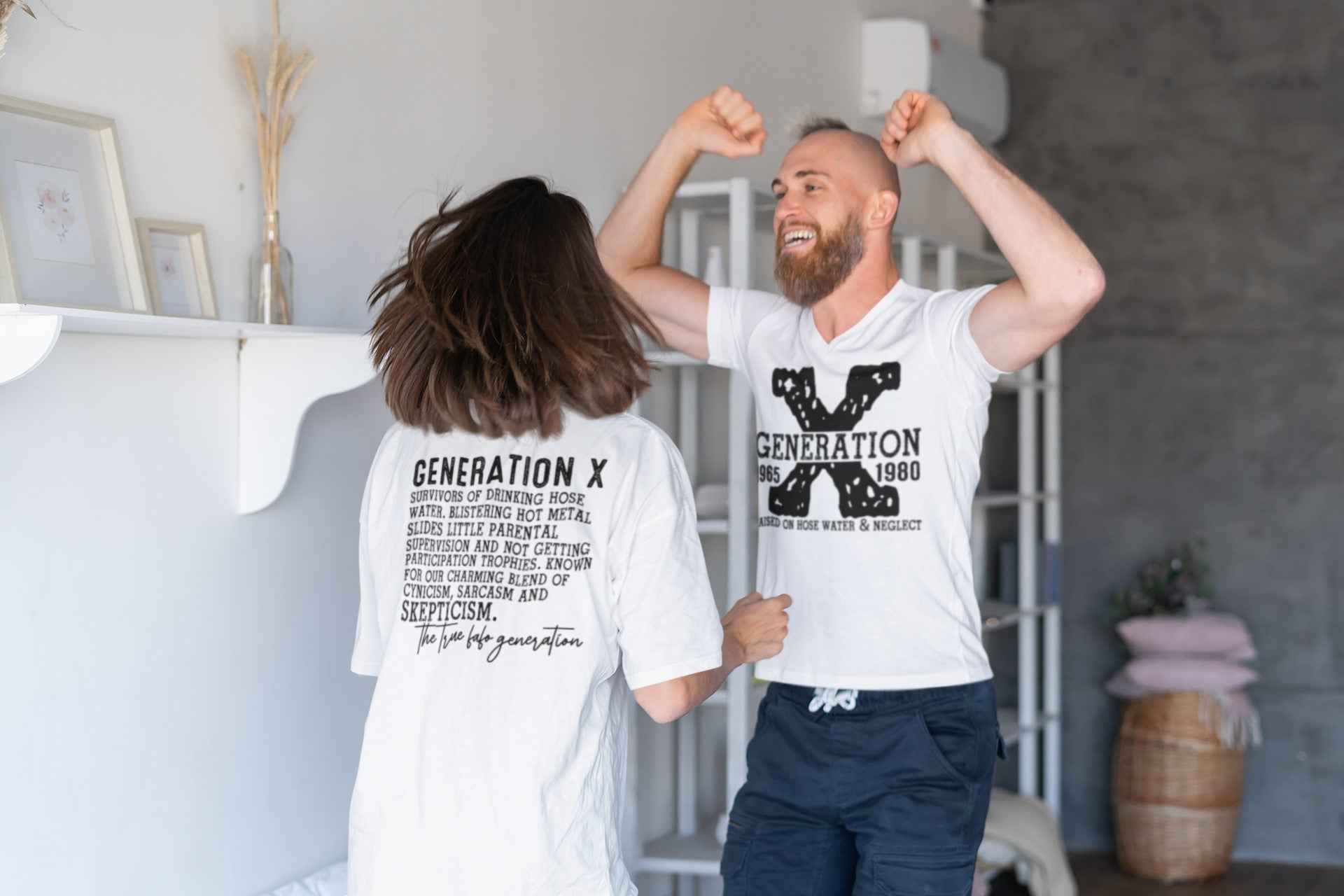 Generation X Graphic T-Shirt, 1965-1980 Nostalgic Print, Front and Back Design