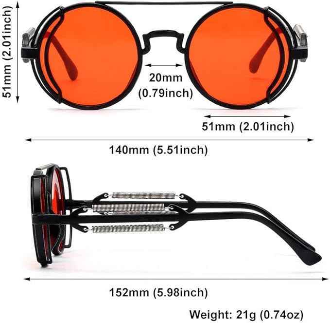Gothic Steampunk Sunglasses Luxury Men and Women Retro Round Pc Frame Sunglasses, Yellow