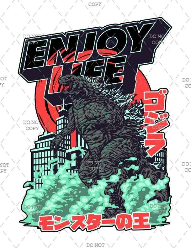 Japanese Monster Movie DTF Iron-On Transfer, Kaiju Design Graphic, T-Shirt Transfer