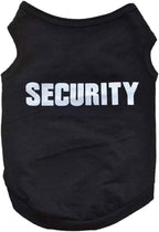 Pet Security Dog Tank Top, Black Cotton Tank Top with Security Print, Size M, Sleeveless Shirt for Dogs