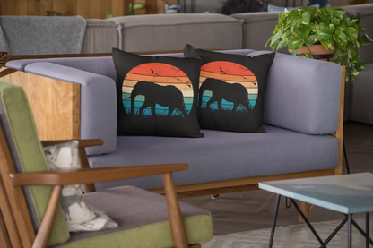 Elephant in Sunset Premium Pillow