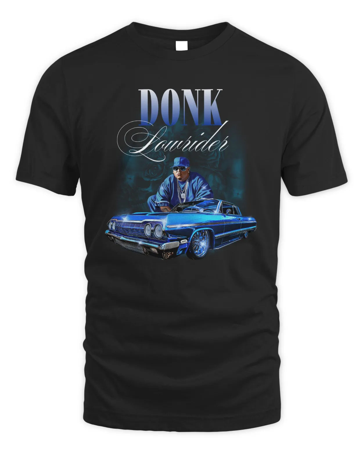 Donk Classic Car T-Shirt Black, Custom Blue Design