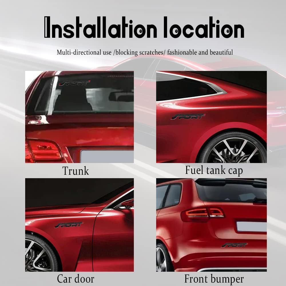 3D Metal Sport Sticker Chrome Decal Emblem Badge for All Cars and Bikes (Black)