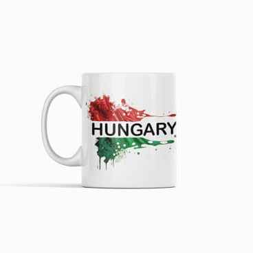 Hungary Flag Coffee Mug, White Ceramic Cup with Hungarian Coat of Arms Design