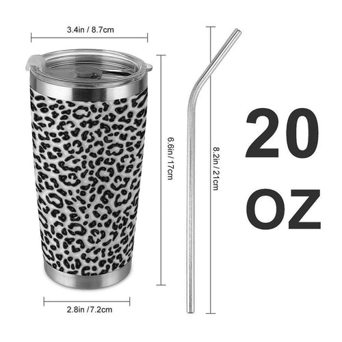 20oz Tumbler with Lid and Straw (Made in USA) Black and White pattern