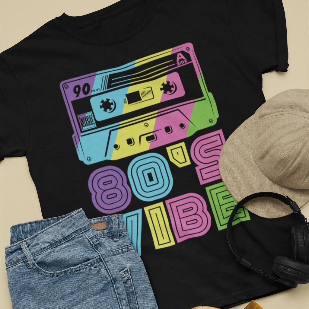 80s Retro Cassette Iron-On Transfer - Rainbow Neon Colors -- {{ variant.sku }}