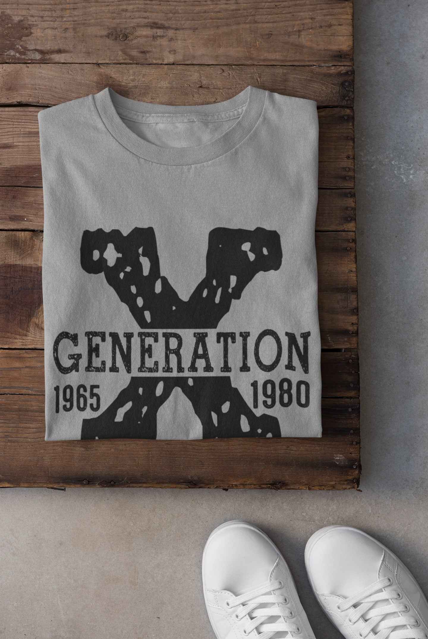 Generation X Graphic T-Shirt, 1965-1980 Nostalgic Print, Front and Back Design