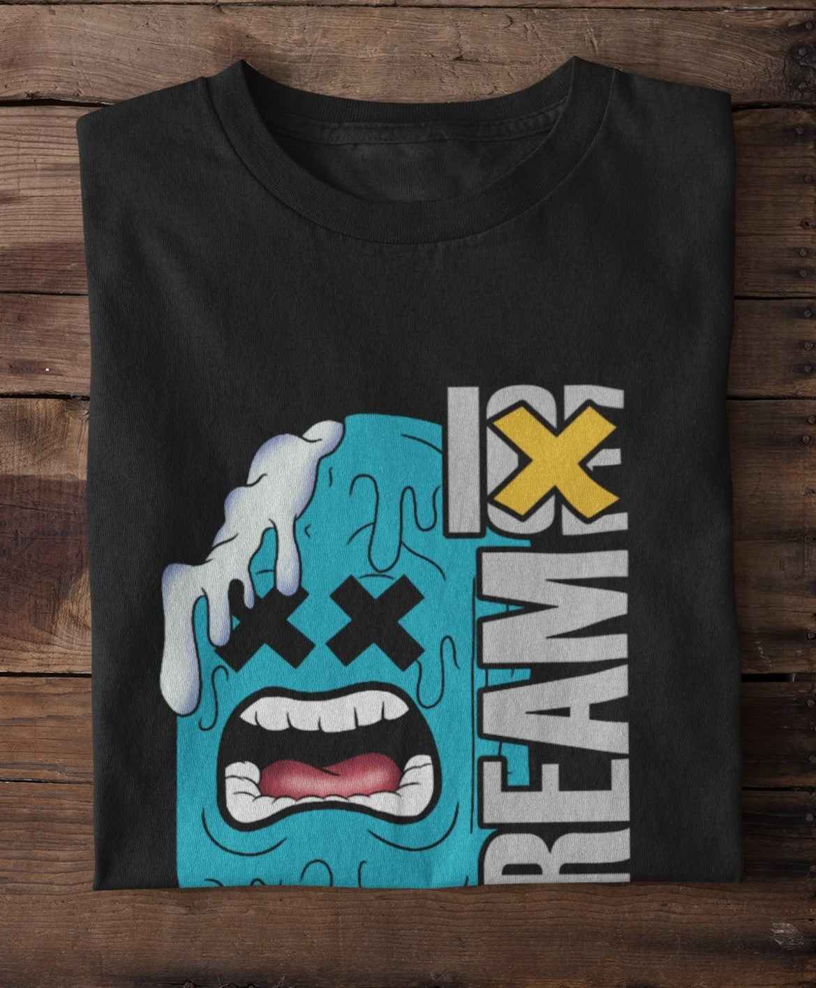 Screamy Popsicle Graphic T-Shirt — Retro Blue Ice Cream Illustration