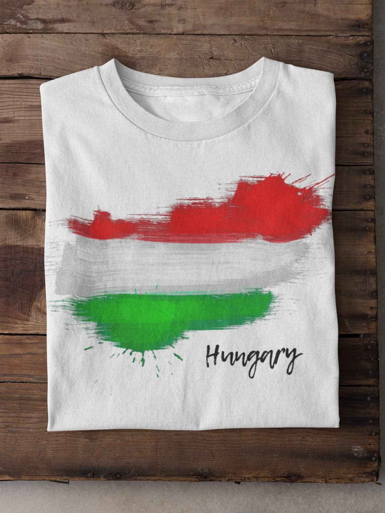Hungarian Flag Kids T-Shirt, Watercolor Design, Size 5T or YXL, White Cotton