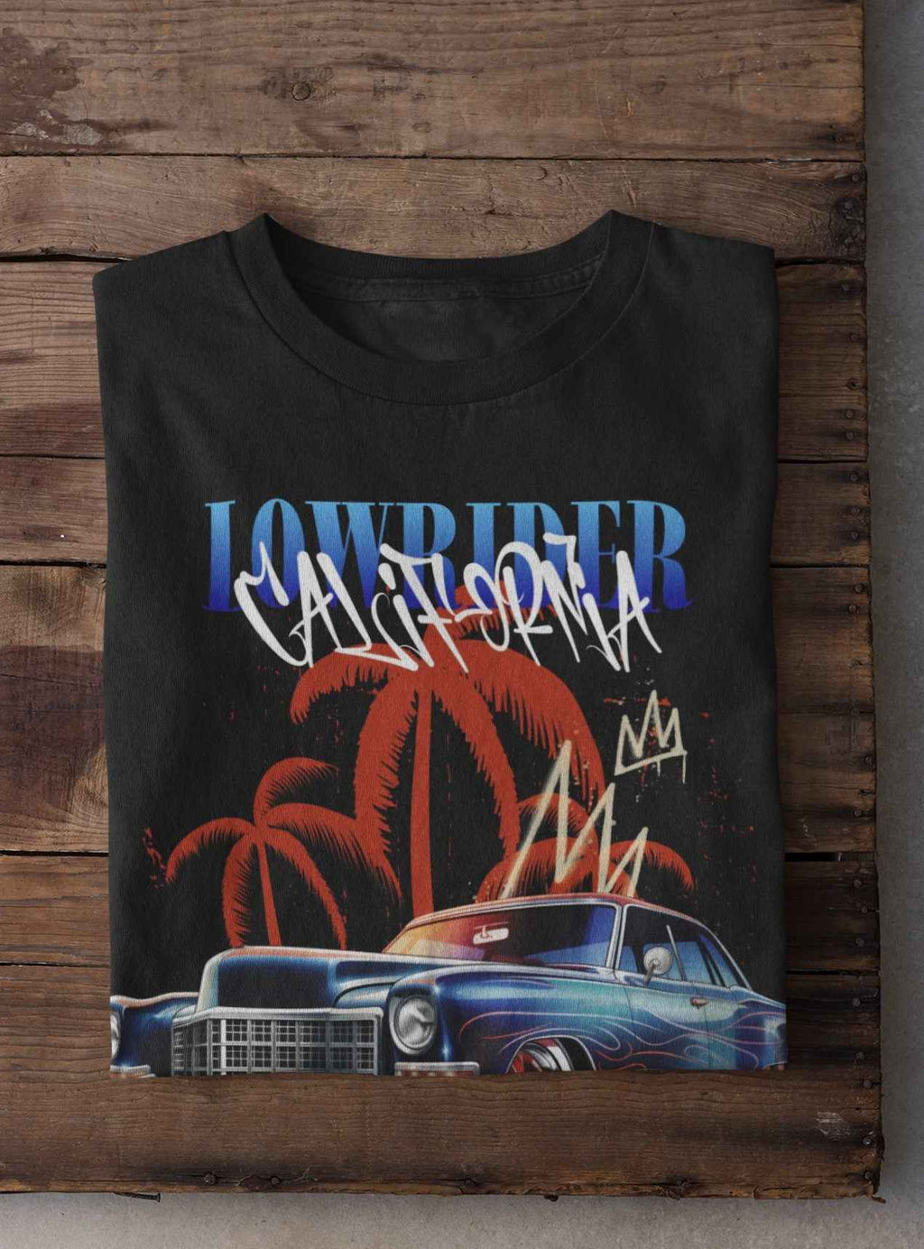Donk Classic Car T-Shirt Black, Custom Blue Design