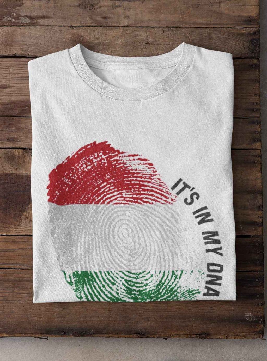 Hungarian Flag Fingerprint DNA T-Shirt, White Cotton, Flag Design