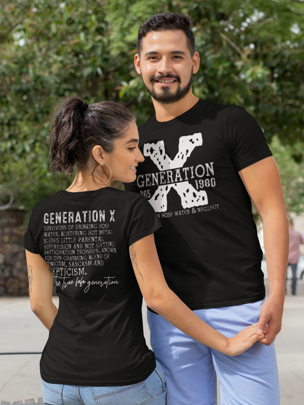 Generation X Graphic T-Shirt, 1965-1980 Nostalgic Print, Front and Back Design