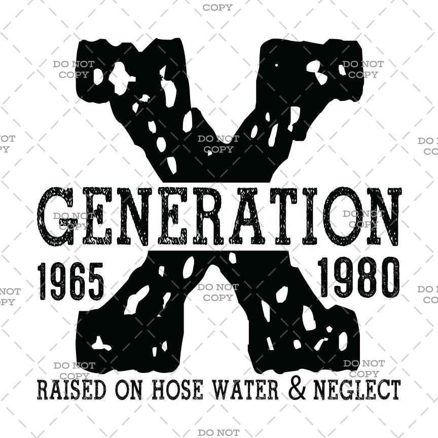 Generation X Retro Typography DTF Transfer Design, 1965-1980, T-Shirt Print
