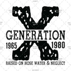 Generation X Retro Typography DTF Transfer Design, 1965-1980, T-Shirt Print