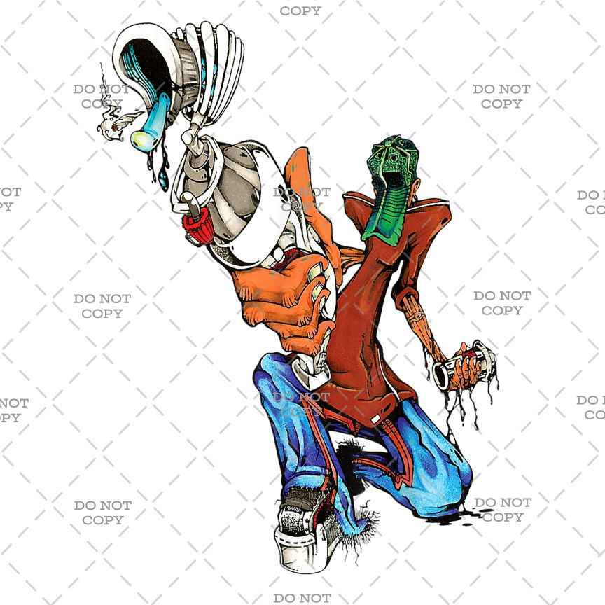Graffiti Style DTF Heat Transfer Design, 11 inch Custom Transfer, Retro Skater Art
