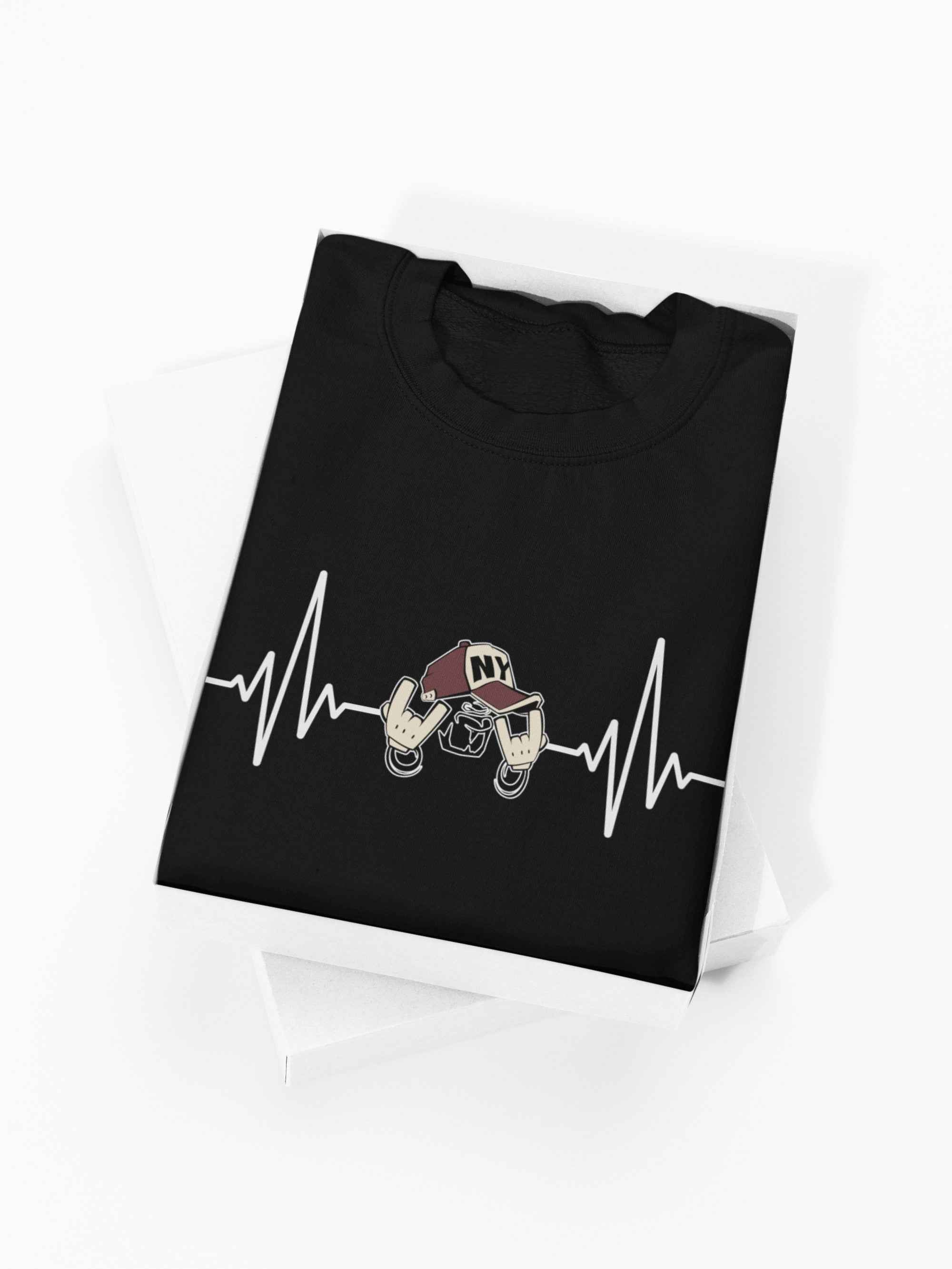 Urban Heartbeat T-Shirt and Money Bag Gift Set, Black Graphic Tee with Matching Bag, Urban Streetwear Collection