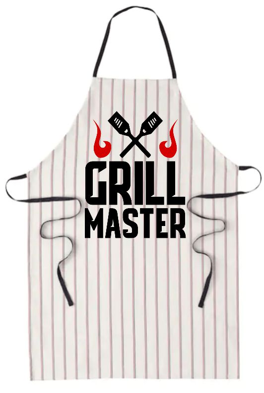 Apron with 'Grill Master' text and grill icons on a white background