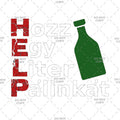 Green bottle silhouette with text on a white background