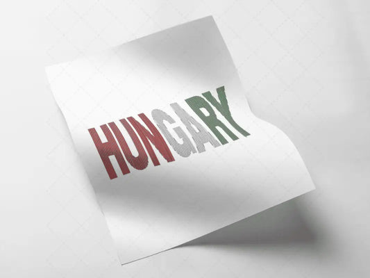 HUNGARY Sliced font Iron on Decal - Vibrant Colors