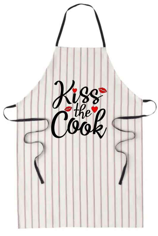 Funny Kitchen Apron with Unique Design, Striped Pattern, Black and White