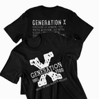 Generation X Graphic T-Shirt, 1965-1980 Nostalgic Print, Front and Back Design