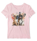 Women's French Bulldog Graphic T-Shirt, Pink Cotton, Short Sleeve Top