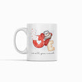 Cute Sloth Love Coffee Mug, 11 oz Ceramic Cup, White with Heart Design