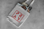 PRAY Elegant Canvas Tote Bag with Red Logo Print