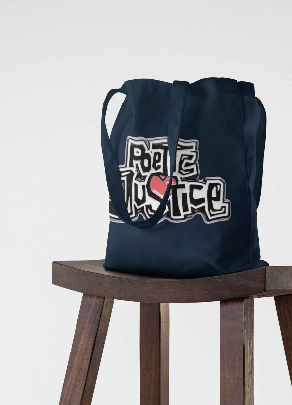 Canvas Tote Bag Poetic Justice Navy Blue with Graphic Logo Design