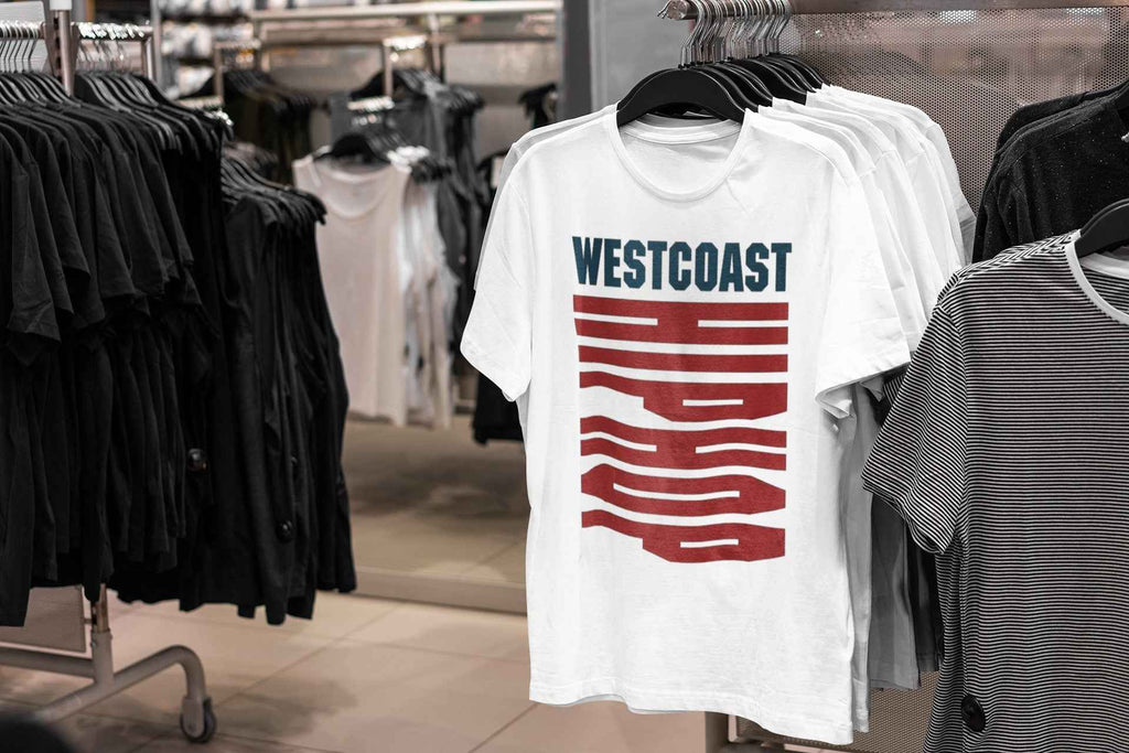 Westcoast Hip Hop Graphic T-Shirt, Black, Red and Blue Design