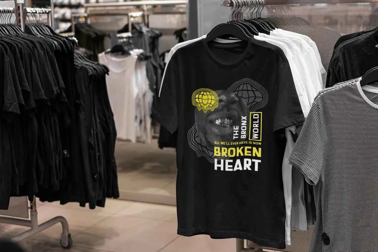 Bronx Broken Heart World Graphic T-Shirt, Black Cotton, Vintage Style