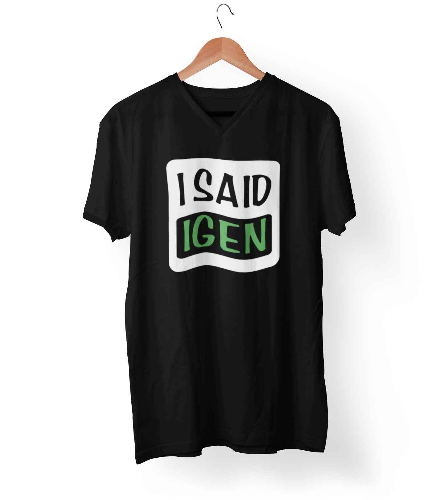 I Said Igen Custom Hungarian T-Shirt, Black Cotton Short Sleeve Tee with White and Green Text Design