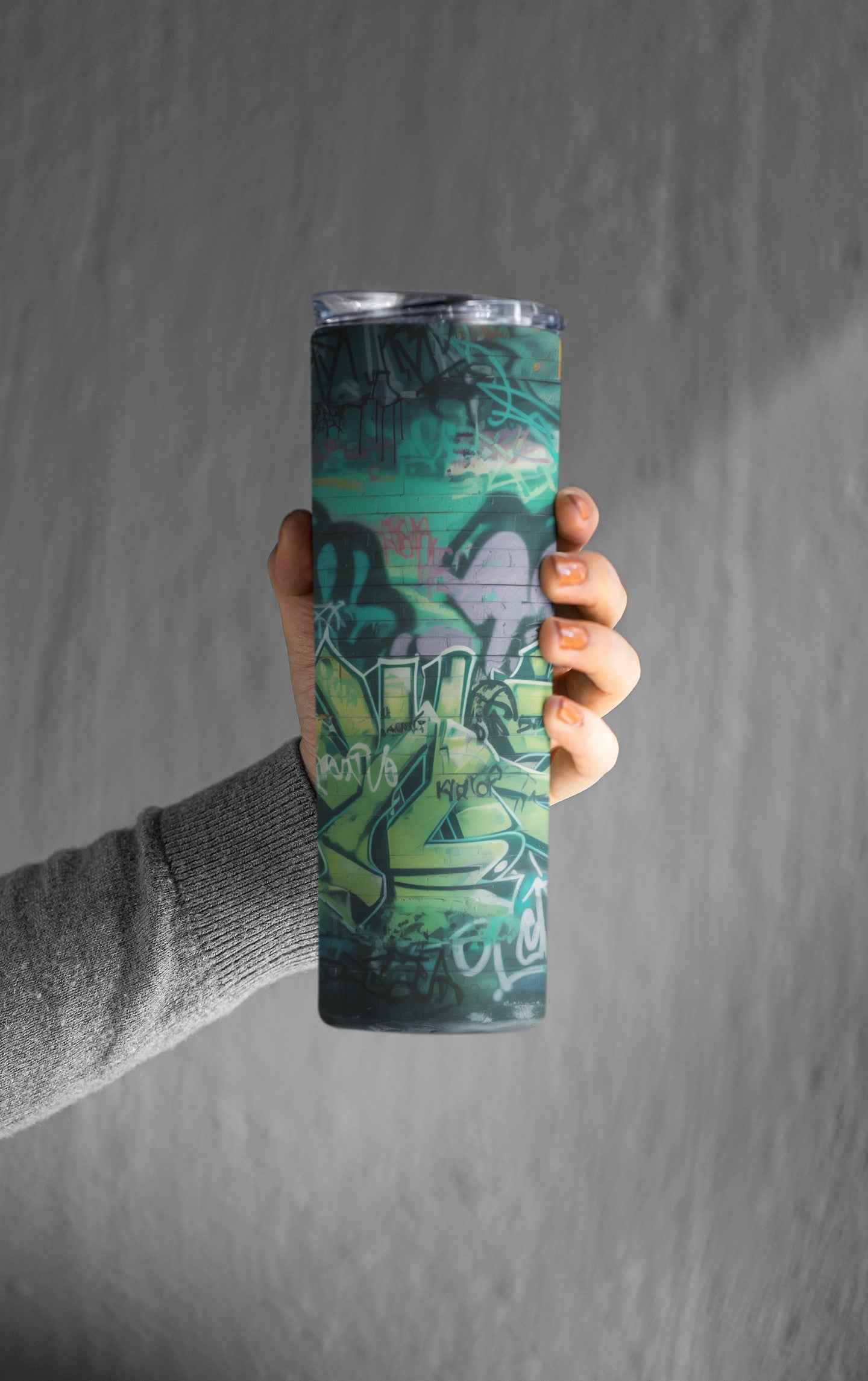 Urban Graffiti Art Stainless Steel Tumbler, 20 oz, Insulated Travel Cup with Lid, Multi-Color Design