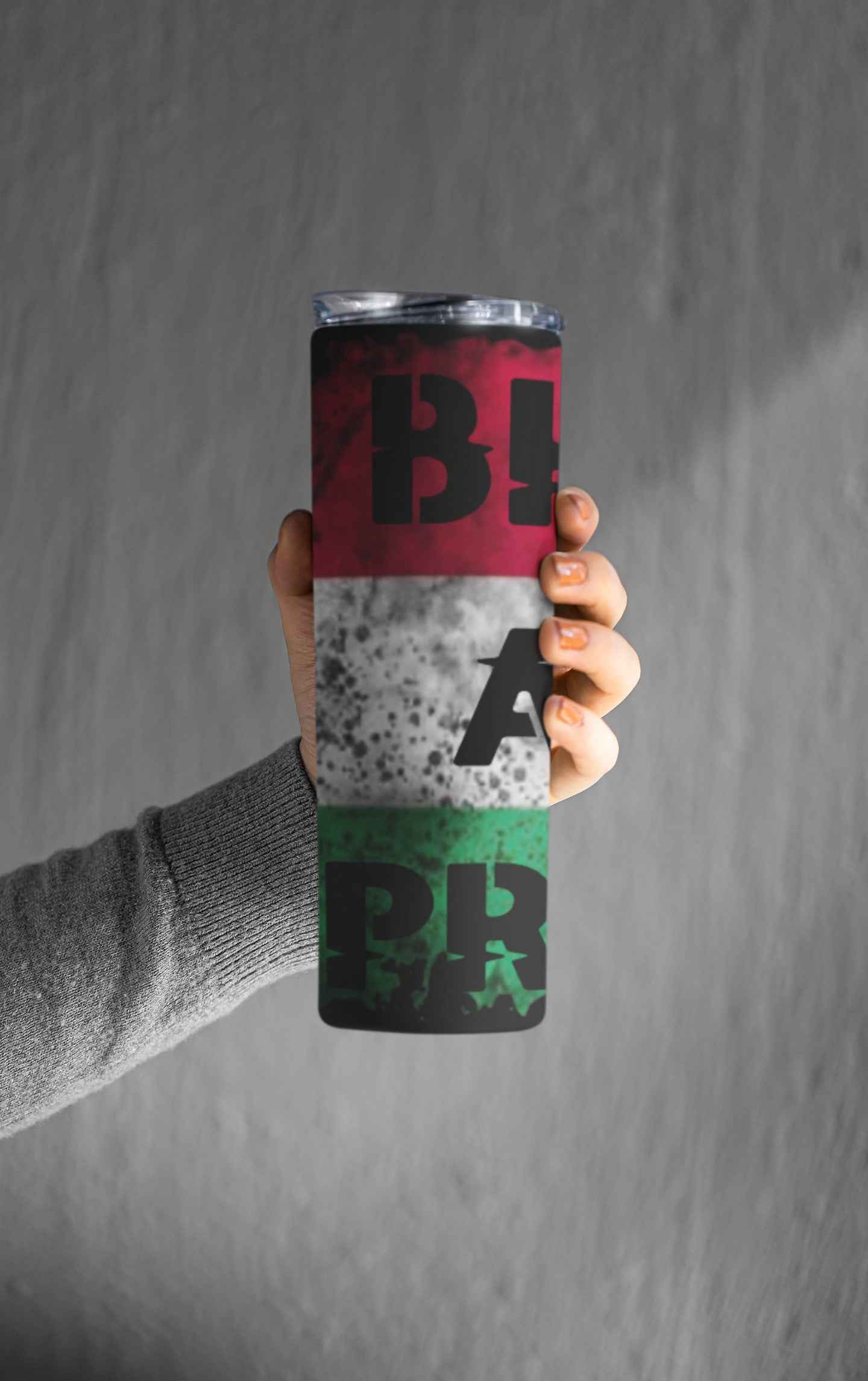 Hungarian Flag Design Tumbler, Brave and Proud Pattern, Red White Green Colors