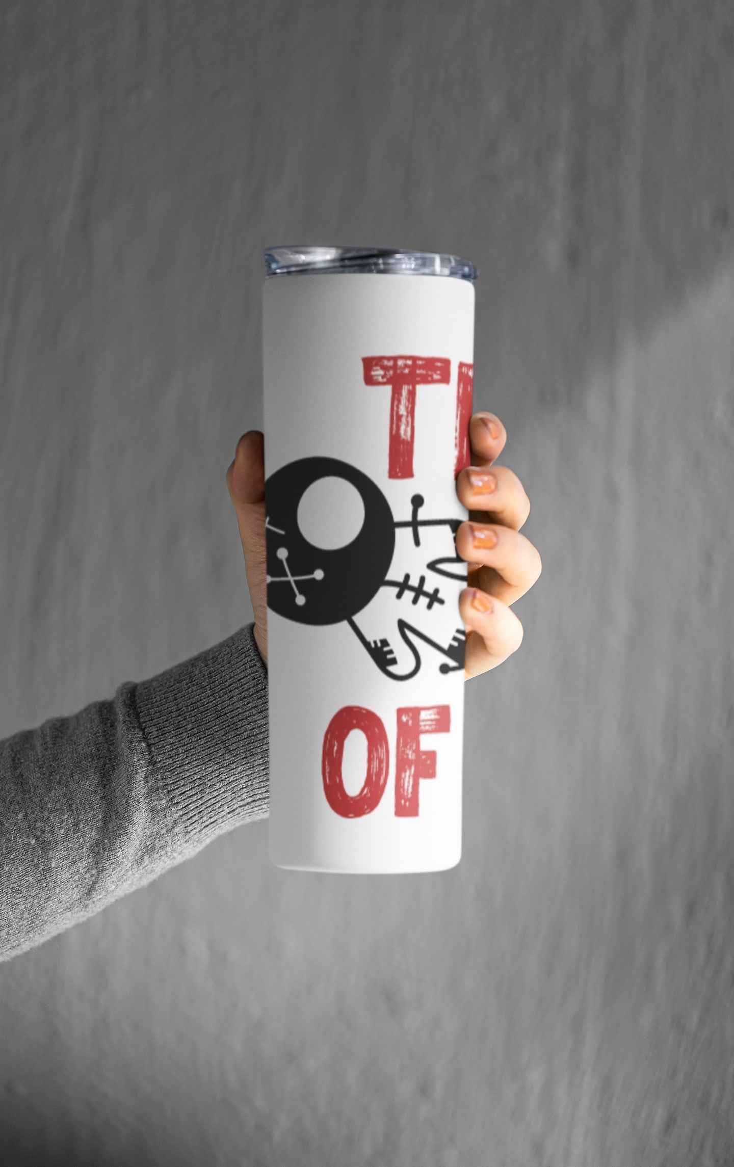 Valentine's Day Tumbler, Thinking of You Design, 20 oz Stainless Steel Insulated Cup with Lid and Straw