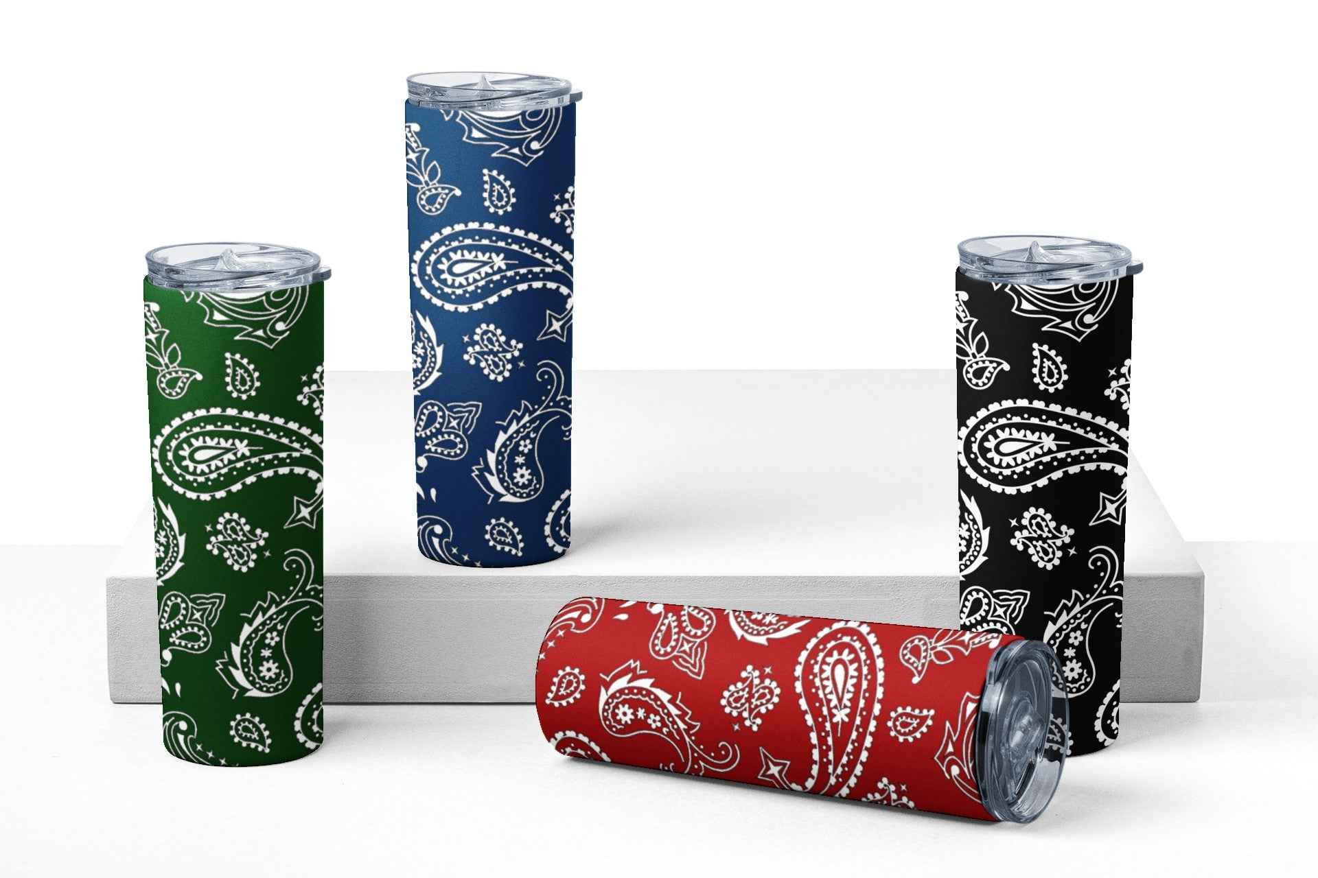 Stainless Steel Tumbler with Bandana Pattern, 20 oz, Multiple Colors